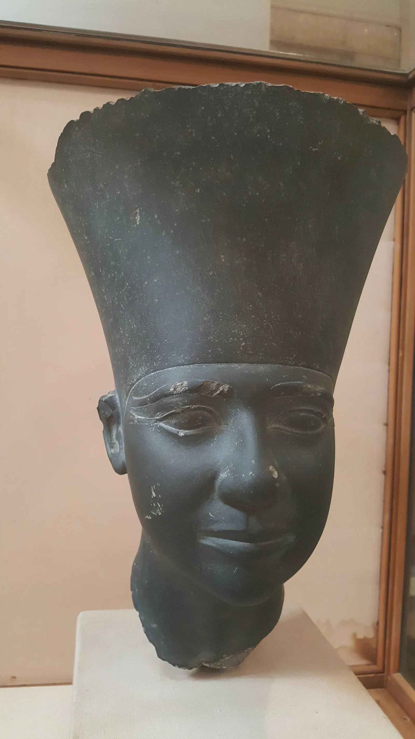 Huvud av Userkaf i gråvacka med Nedre Egyptens röda krona (JE 90220), funnet 1957 i dalttemplet till hans soltempel i Abusir – enligt Verner bara några timmar innan utgrävningen avslutades. Egyptiska museet i Kairo (kontrollera om det har flyttats till GEM).